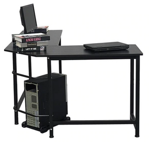 Manly - L-Shaped Desktop Computer Desk Black and Beech Wood Color. Ships only to United States