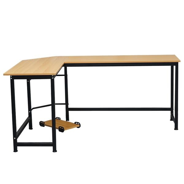 Manly - L-Shaped Desktop Computer Desk Black and Beech Wood Color. Ships only to United States