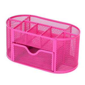 Multi-Function Metal Pencil Stands Combined Mesh Pen Holder Home Office Desktop Stationery Metal Stand Box Container with Drawer