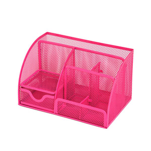 Multi-Function Metal Pencil Stands Combined Mesh Pen Holder Home Office Desktop Stationery Metal Stand Box Container with Drawer