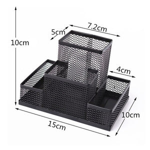 Multi-Function Metal Pencil Stands Combined Mesh Pen Holder Home Office Desktop Stationery Metal Stand Box Container with Drawer