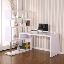 Load image into Gallery viewer, Perth - White - Fold-able Rotating Corner Desk and Shelf Combo - Only Ships to United States