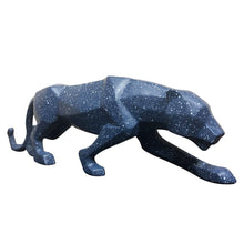 Load image into Gallery viewer, Panther Sculpture Blue Cyan Geometric Resin Leopard Statue Home Office Wildlife Animal Decoration Gift Craft Ornament Furnishing