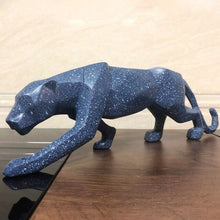 Load image into Gallery viewer, Panther Sculpture Blue Cyan Geometric Resin Leopard Statue Home Office Wildlife Animal Decoration Gift Craft Ornament Furnishing